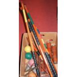 A collection of assorted croquet mallets, hoops and accessories (loose)