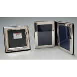A modern silver mounted folding double photo frame together with one other single example (2)