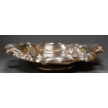 A Continental white metal footed oval bowl, 8.4oz, w.30cm