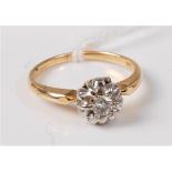 A single stone diamond ring, the round brilliant cut diamond, estimated approx. 0.20cts, set in