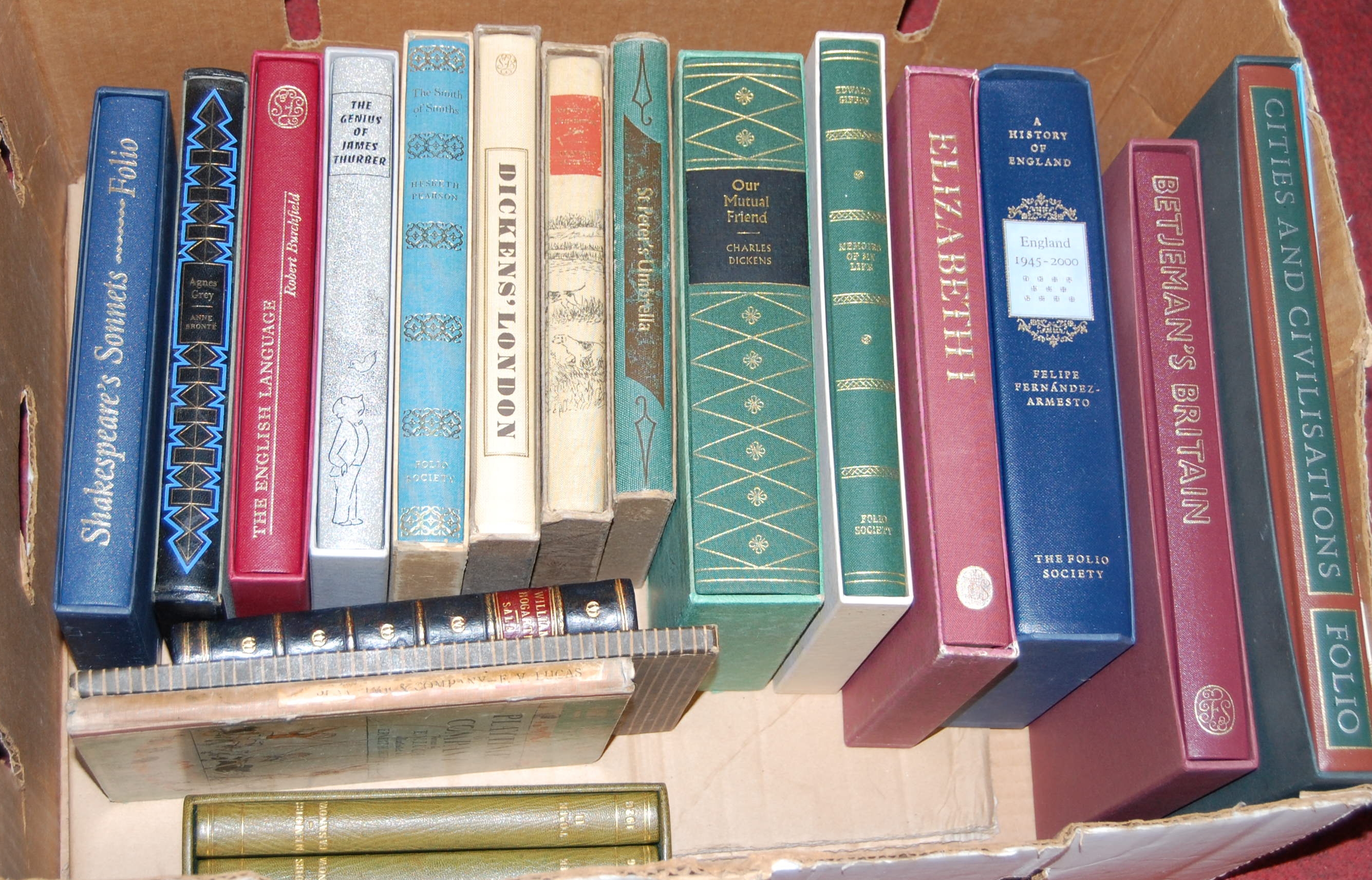 A box of assorted mainly folio volumes