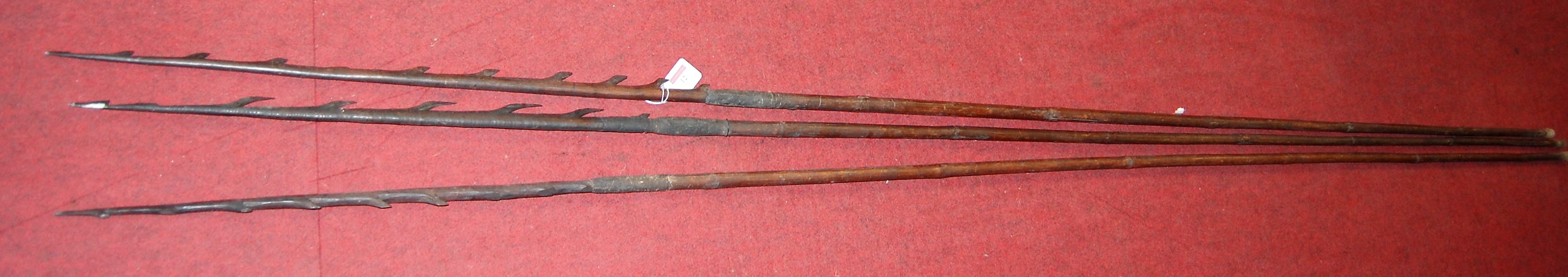 A group of African fishing spears (possibly Shona), early 20th century