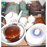 Two boxes containing a quantity of ceramics, to include Hornsea, Denby, Portmeirion etc