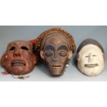 Two mid-20th century African masks, comprising Punu (Gabon) and Chokwe (Angola), the largest 31 x