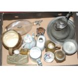 Mixed lot, to include Doulton character jug of Paddy, Royal Copenhagen faïence tankard, metalware