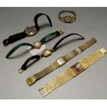 A ladies gilt metal cased and steel backed Rotary wrist watch having enamel dial, baton markers