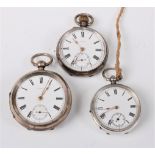 A silver pocket watch by Waltham, Birmingham 1909, an 0.835 Swiss pocket watch by Moeris, and an 0.