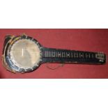 An early 20th century rosewood and inlaid banjo, in fitted case