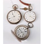 A silver cased pocket watch, Birmingham 1911, together with another by Girod Geneve, and one by John