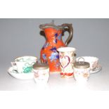 Mixed ceramics, to include Chinese tea bowl on stand, pair of Royal Worcester egg coddlers, early