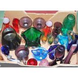 A box of assorted Studio glass ware
