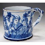 An 18th century Dutch Delft frog-mug (with chips to rim)