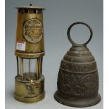 A brass miners safety lamp by the Protector Lamp and Light Co Ltd makers of Eccles, Manchester;