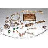 A small collection of miscellaneous items to include two modern silver ingots, George V silver