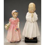 A Royal Doulton figure of Tinkerbell, HN1677 (head re-stuck); and one other Bedtime HN1978 (a/f) (