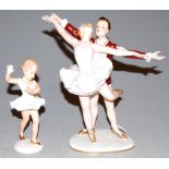 A Wahlendorf German porcelain figure of dancers printed mark verso, 1764 Germany, height 22cm,