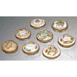 Eight various Halcyon Days enamel trinket boxes from 1979-1986