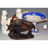 A Victorian Minton blanc de chine figural table centrepiece impressed Minton mark verso, height