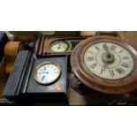 Four various mantel and wall clocks, to include an early 20th century eight day slate mantel clock