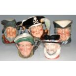 A collection of five Royal Doulton character jugs, to include Auld Mac D5823, Rip van Winkle