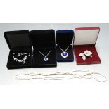 A small collection of miscellaneous costume jewellery to include a Pandora style bracelet, a gem set