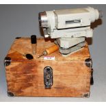 A Carl Zeiss Jena theodolite, No. NI030242347, in fitted iron bound box with trade label to lid