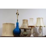 In the manner of Bernard Rooke - a studio pottery lamp base and shade; together with a large