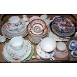 A box of miscellaneous china to include 19th century coffee cans, various side plates, Aynsley