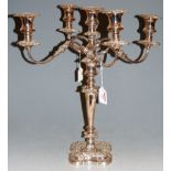 An Old Sheffield Plate five sconce table candelabra