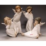 Four various Lladro porcelain Angel figures