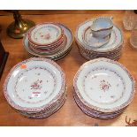 A quantity of Chinese famille rose table wares, comprising soup bowls, plates, small bowls,