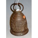 A Continental cast metal hand-bell, 21.5cm