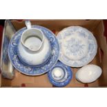 Assorted blue and white printed wares, Victorian and later to include Spode's Camilla pattern
