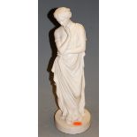 A Victorian parian figurine of a robed maiden, h.36cm