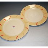 A set of eight contemporary hand-painted ceramic oversize dinner plates, dia.36.5cm