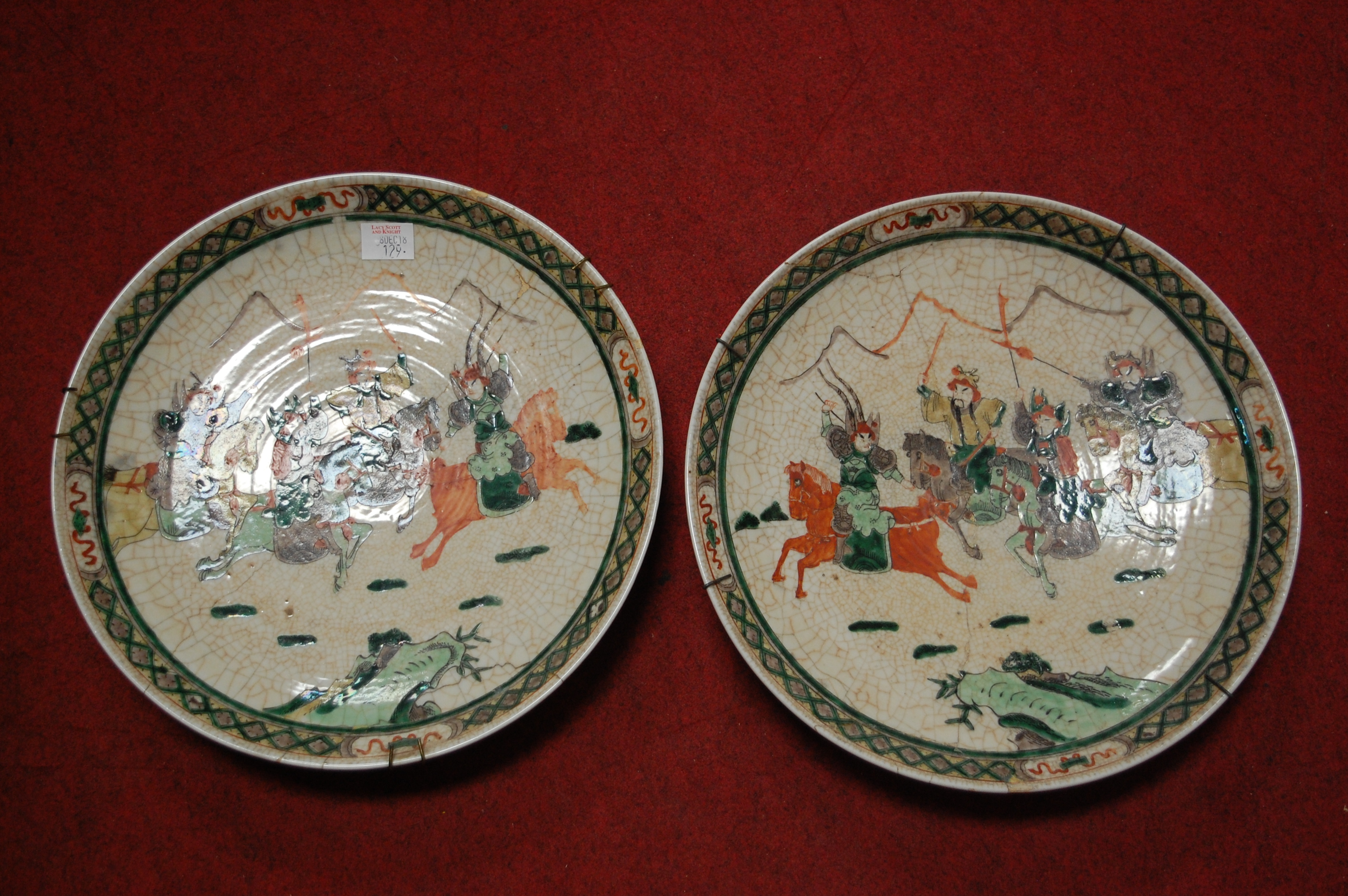 A quantity of Chinese famille rose decorated crackle glazed earthenwares, comprising pair of - Image 5 of 6