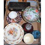 Mixed lot, to include Doulton baby plates, Continental porcelain twin handled porringer and cover,