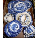 A quantity of J&G Meakin blue and white printed table china, from the Romantic England series