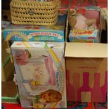 A quantity of boxed and loose My Little Pony accessories together with a Monchichi boxed soft toy
