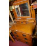 An Edwardian satin walnut mirrorback dressing chest, w.84cm