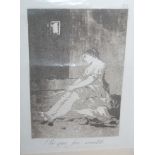 After Goya - Por que fue sensible, monochrome bookplate, 18 x 12cm