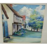 Winifred Price - Clavering village, watercolour, signed lower right