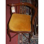 A Chippendale style mahogany single dining chair, together with an Edwardian mahogany corner