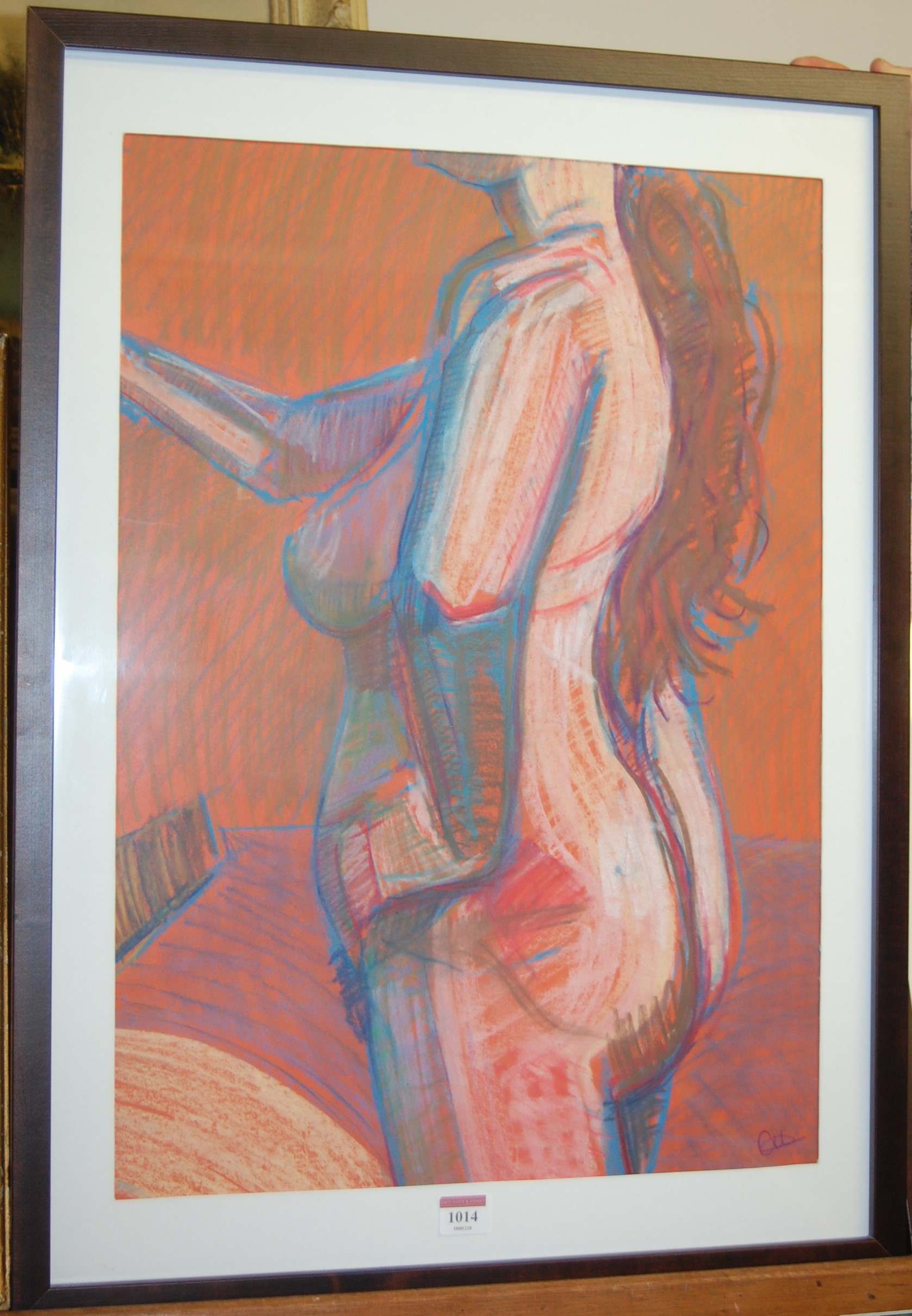Contemporary school - female nude, pastel, 60x42cm, and one other still life by the same hand (2)
