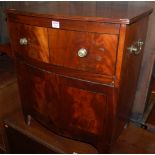 A 19th century mahogany bowfront commode, with hinged compartment, w.60cm