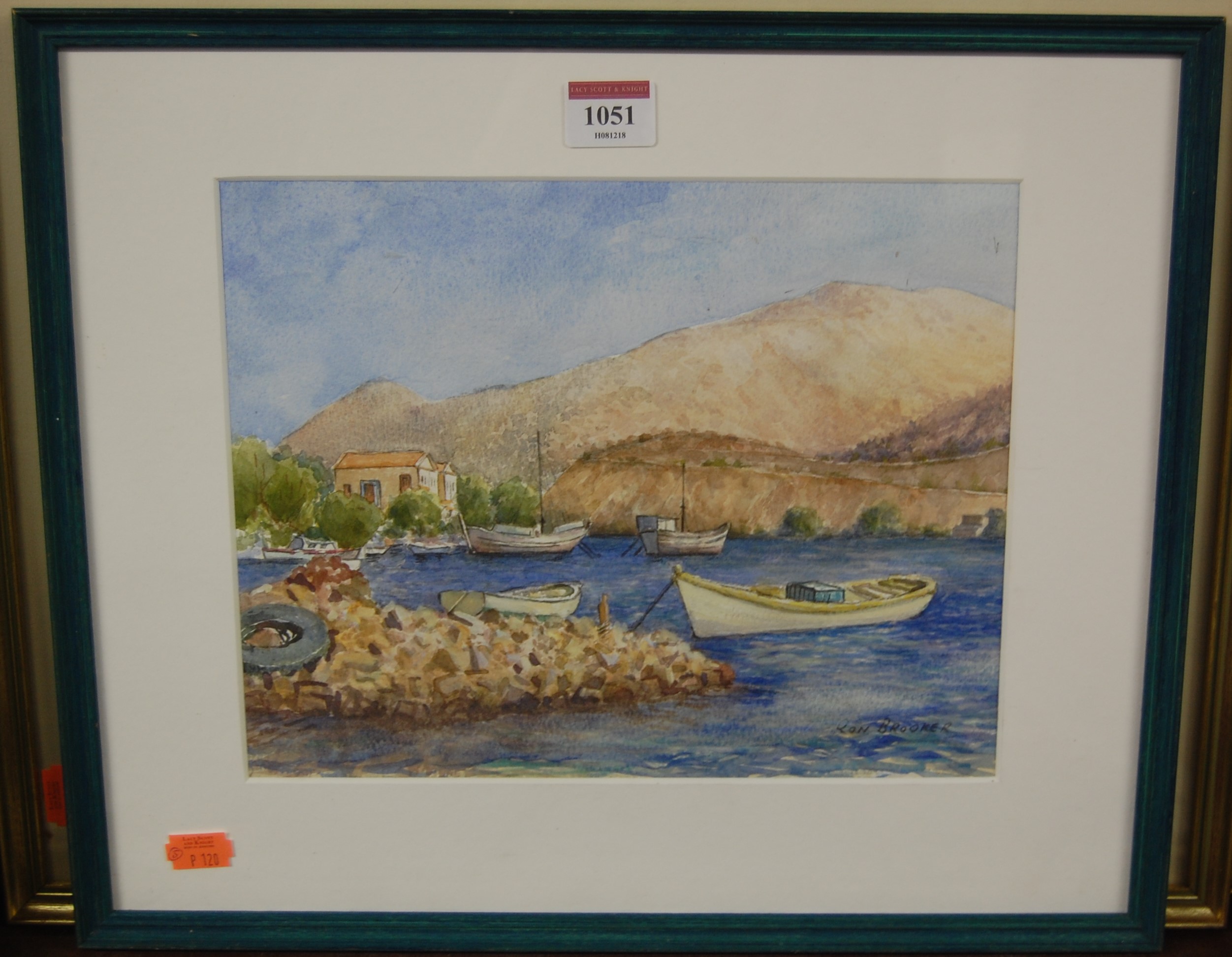 Ron Brooker - mediterranean inlet, watercolour, and two others by the artist (3)