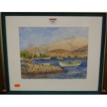 Ron Brooker - mediterranean inlet, watercolour, and two others by the artist (3)