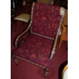 A pair of contemporary Louis XVI style open armchairs, each having bright coloured upholstery,