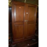 A 19th century mahogany twin recessed panelled double door side cupboard, w.82.5cm