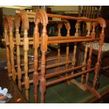 Three various contemporary towel rails; together with a 1920s barleytwist oak slatback single dining